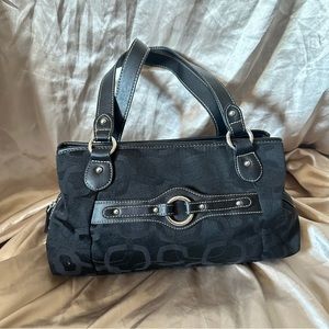 Rosetti Black Canvas Monogram Shoulder Bag